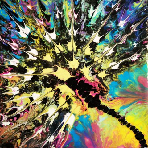 Tableau couleurs art abstrait Electric Flower